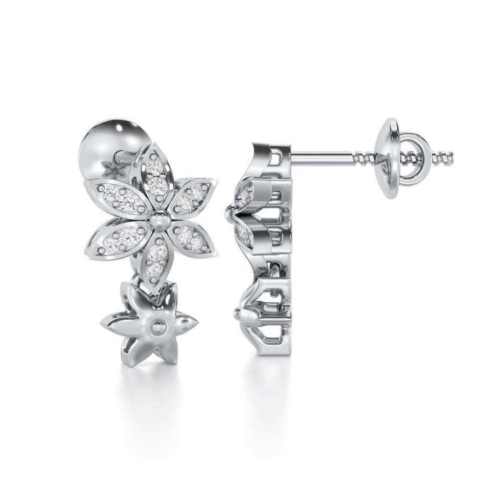 Bloom Dance Silver Earrings - White Gold - Image 4