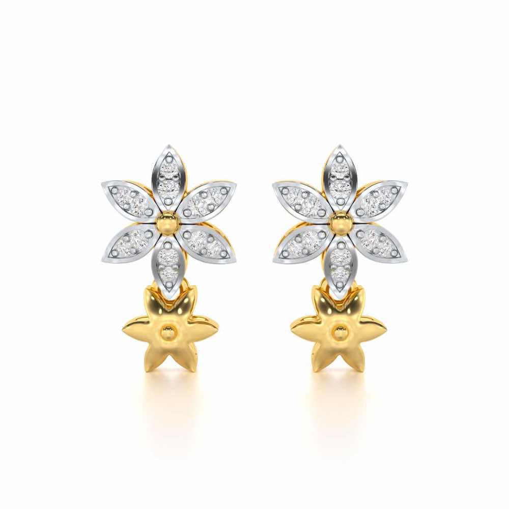 Bloom Dance Silver Earrings - Yellow Gold - Image 1