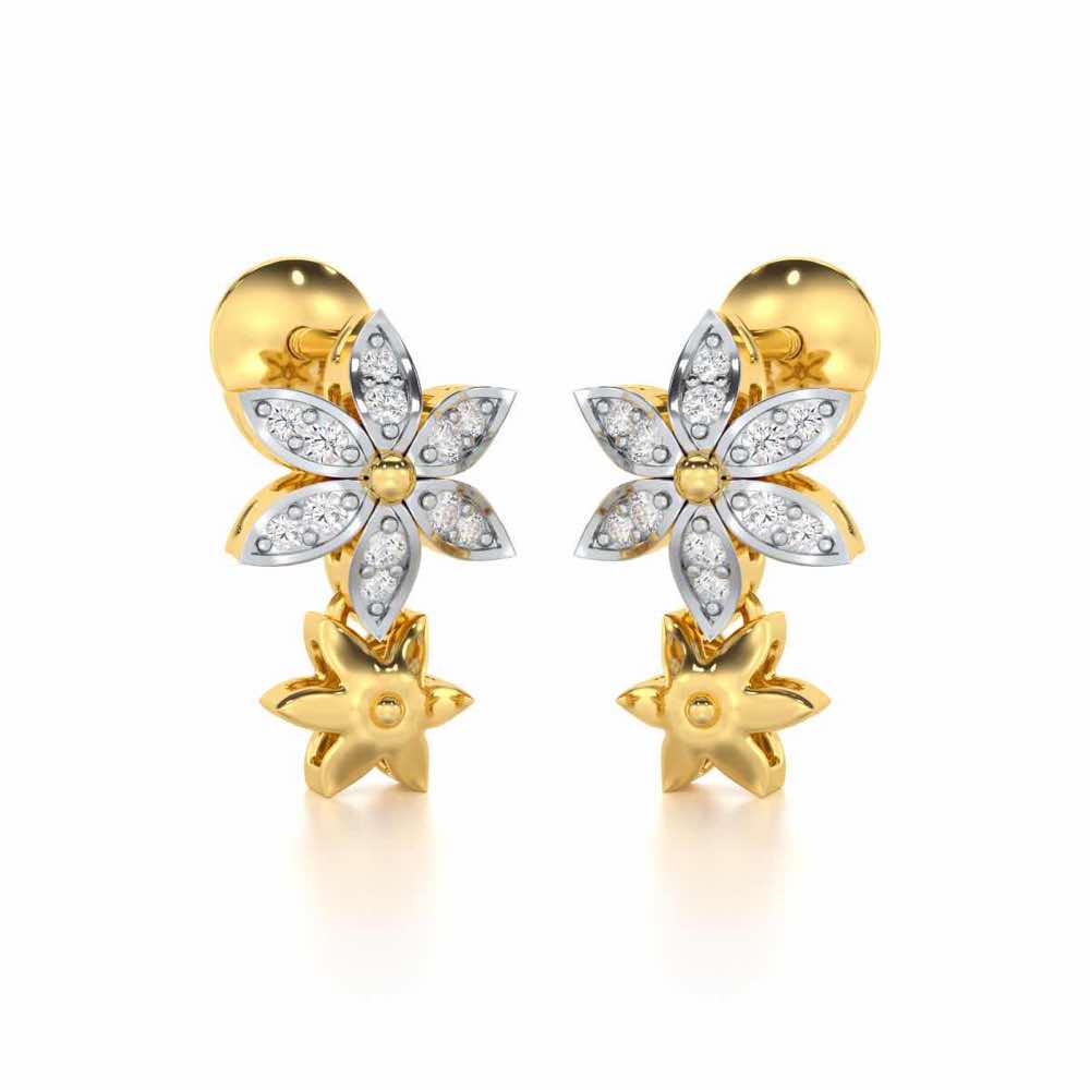 Bloom Dance Silver Earrings - Yellow Gold - Image 2
