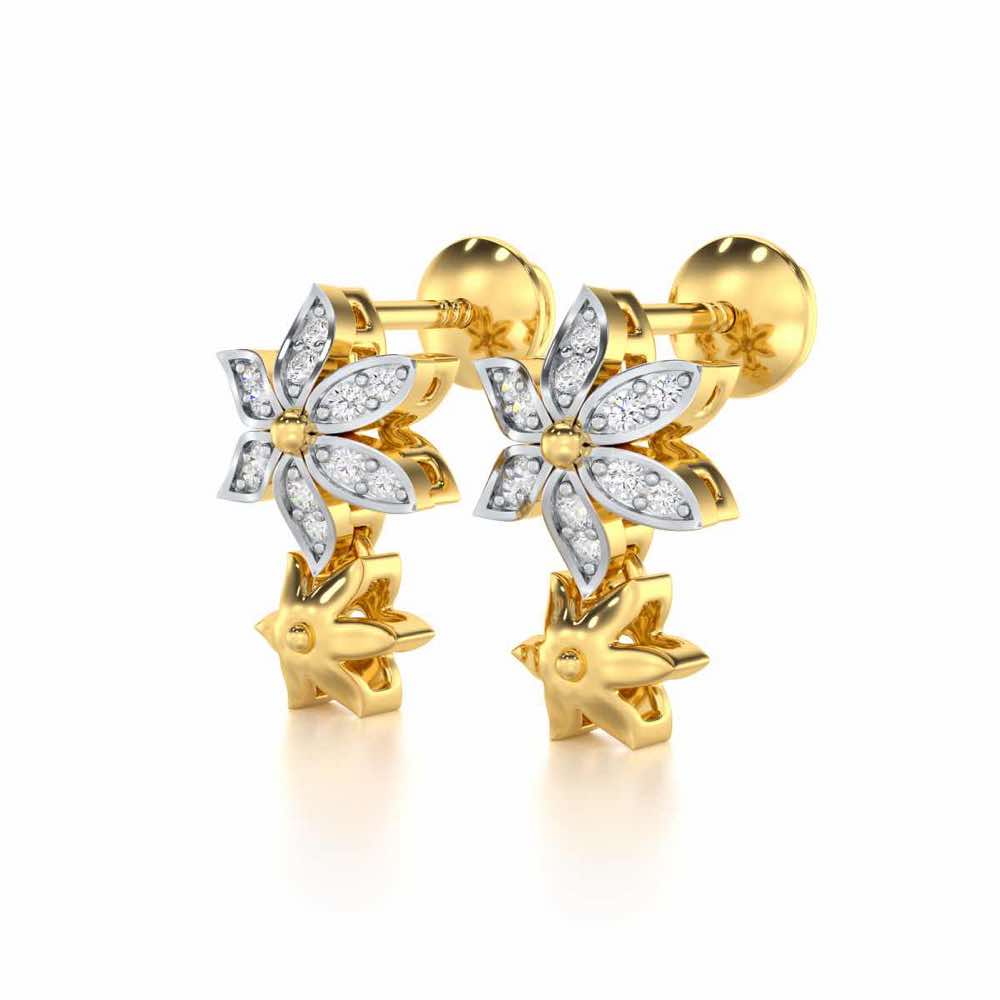 Bloom Dance Silver Earrings - Yellow Gold - Image 3