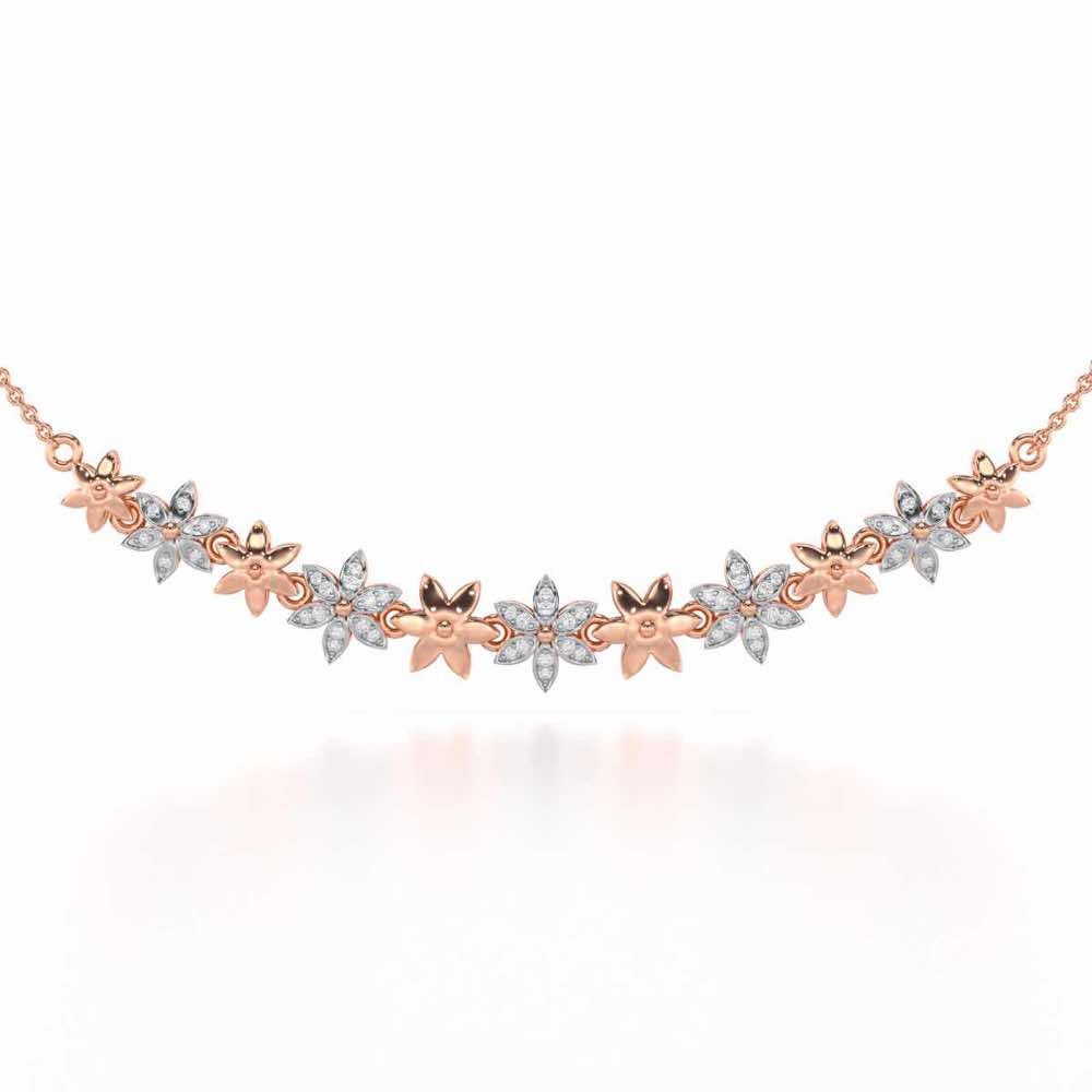 Bloom Dance Silver Necklace - Rose Gold - Image 1