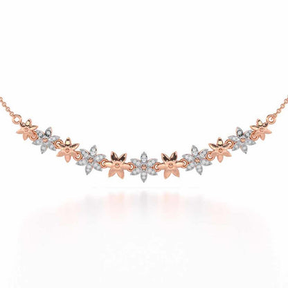 Bloom Dance Silver Necklace - Rose Gold - Image 1
