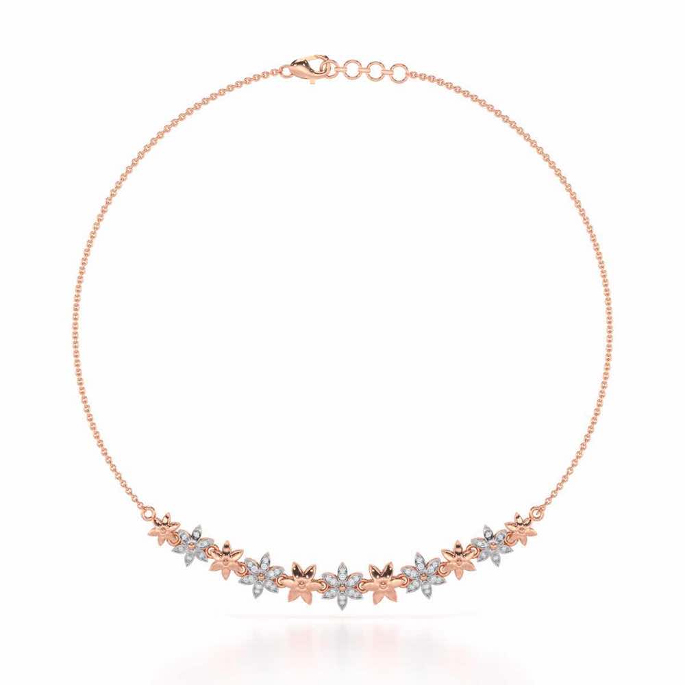 Bloom Dance Silver Necklace - Rose Gold - Image 2