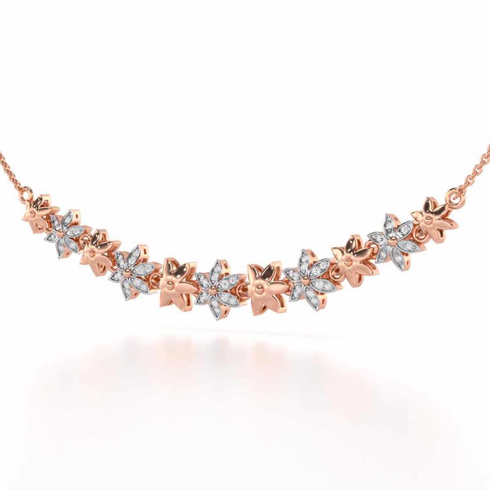 Bloom Dance Silver Necklace - Rose Gold - Image 3