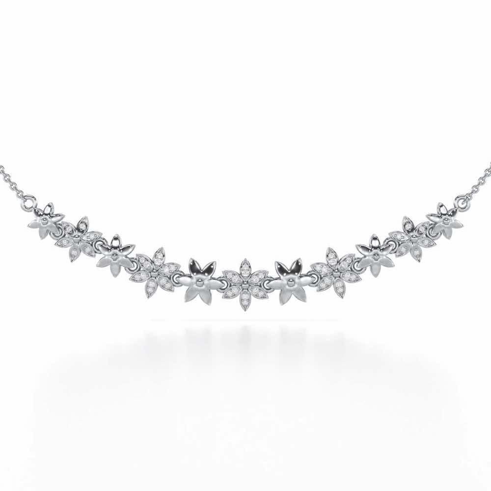 Bloom Dance Silver Necklace - White Gold - Image 1