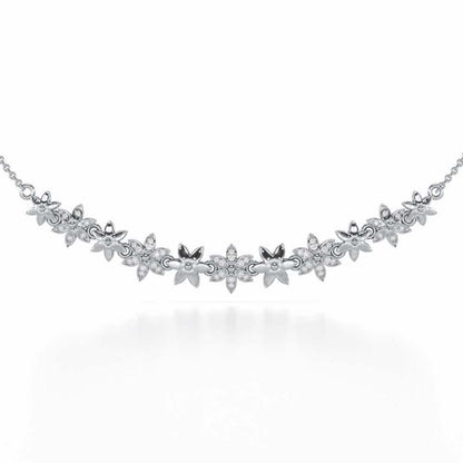 Bloom Dance Silver Necklace - White Gold - Image 1