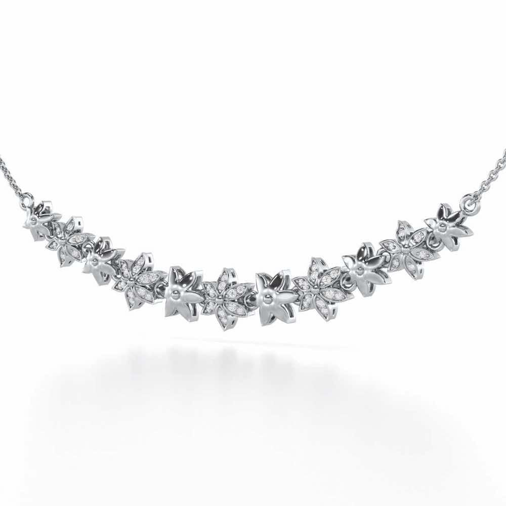 Bloom Dance Silver Necklace - White Gold - Image 3