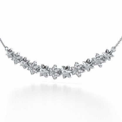 Bloom Dance Silver Necklace - White Gold - Image 3
