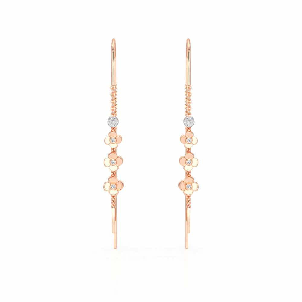 Bloom Fall Silver Dangler Earrings - Rose Gold - Image 1