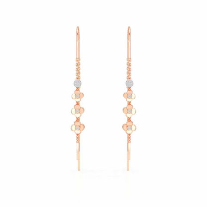 Bloom Fall Silver Dangler Earrings - Rose Gold - Image 1