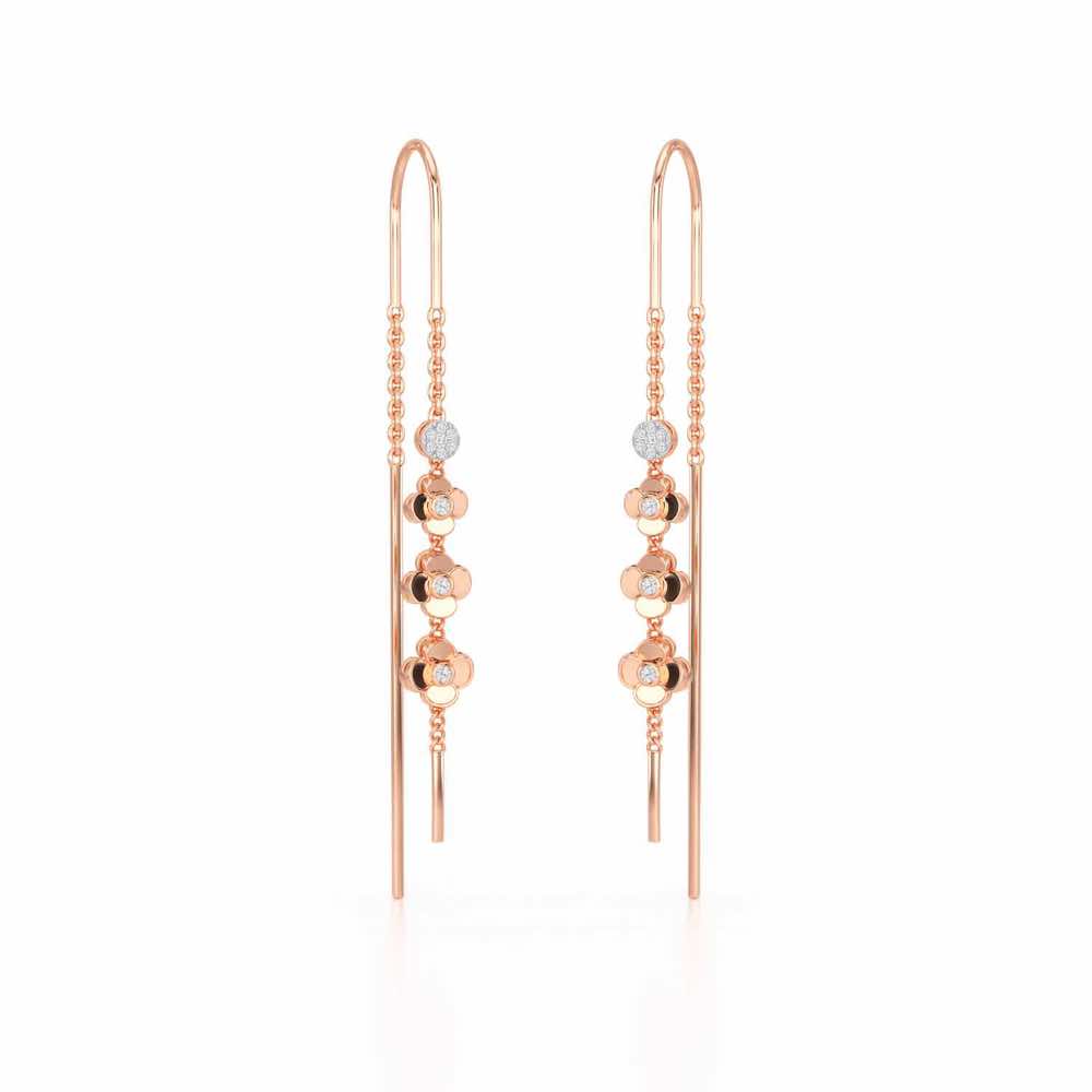 Bloom Fall Silver Dangler Earrings - Rose Gold - Image 2