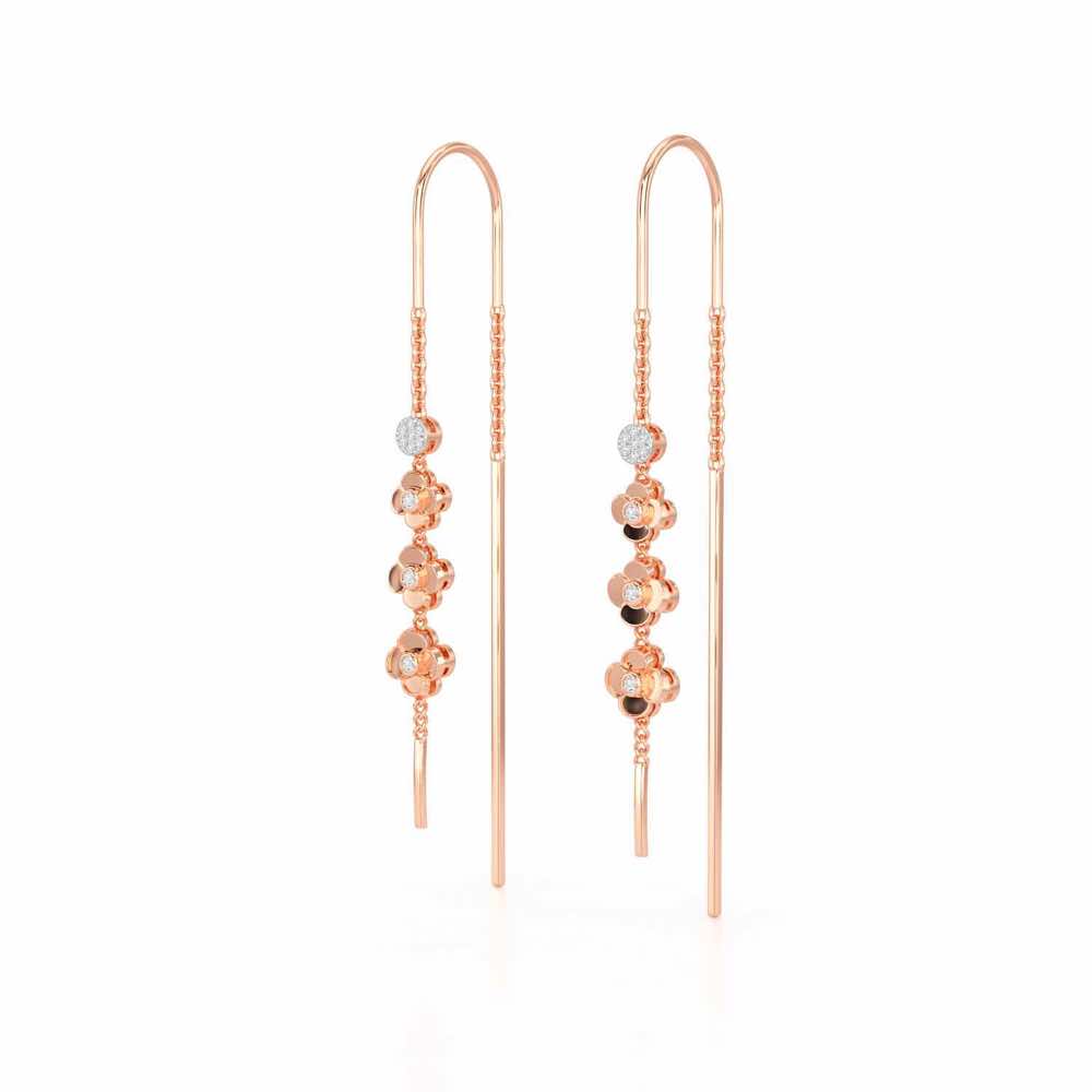 Bloom Fall Silver Dangler Earrings - Rose Gold - Image 3