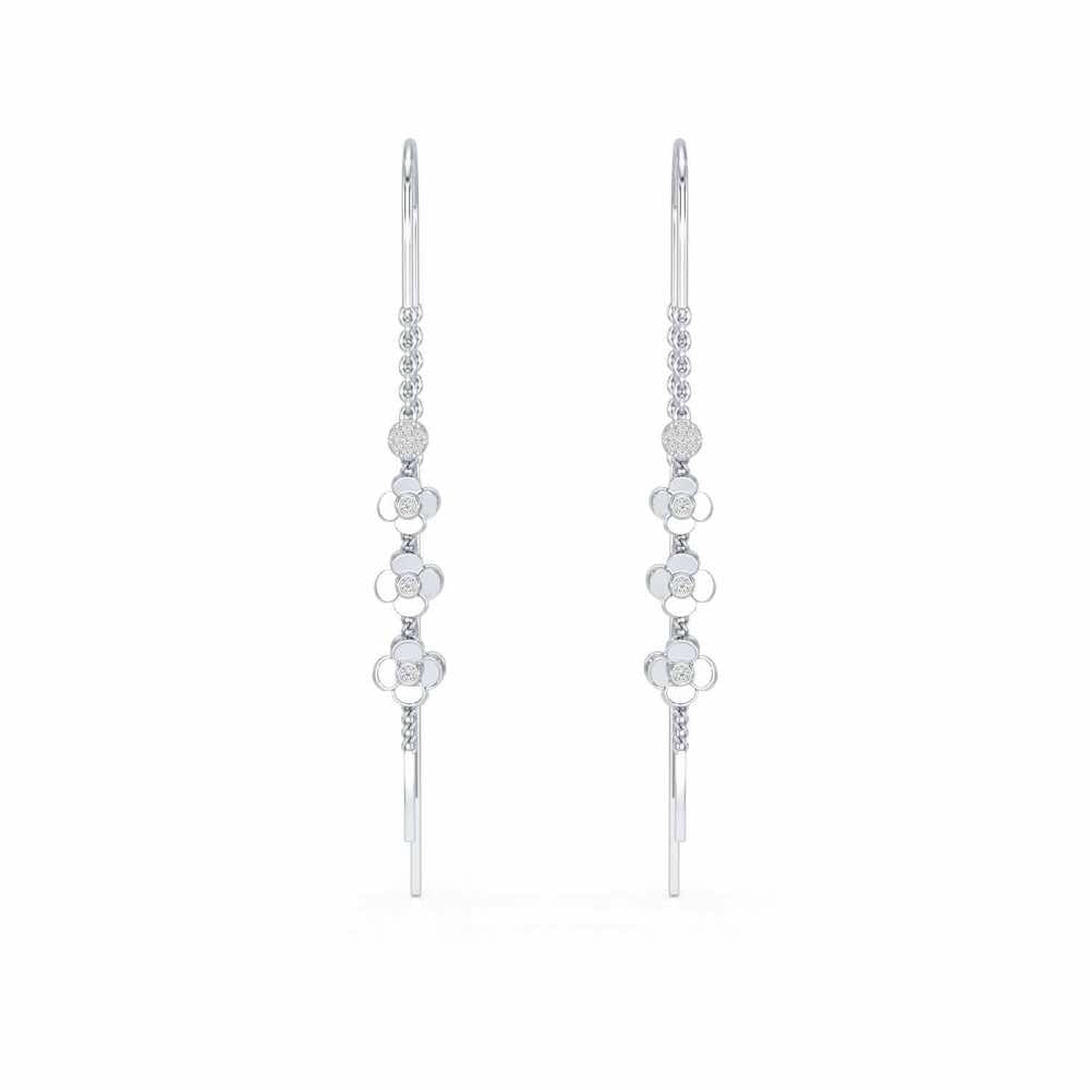 Bloom Fall Silver Dangler Earrings - White Gold - Image 1