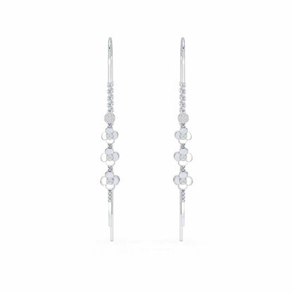 Bloom Fall Silver Dangler Earrings - White Gold - Image 1