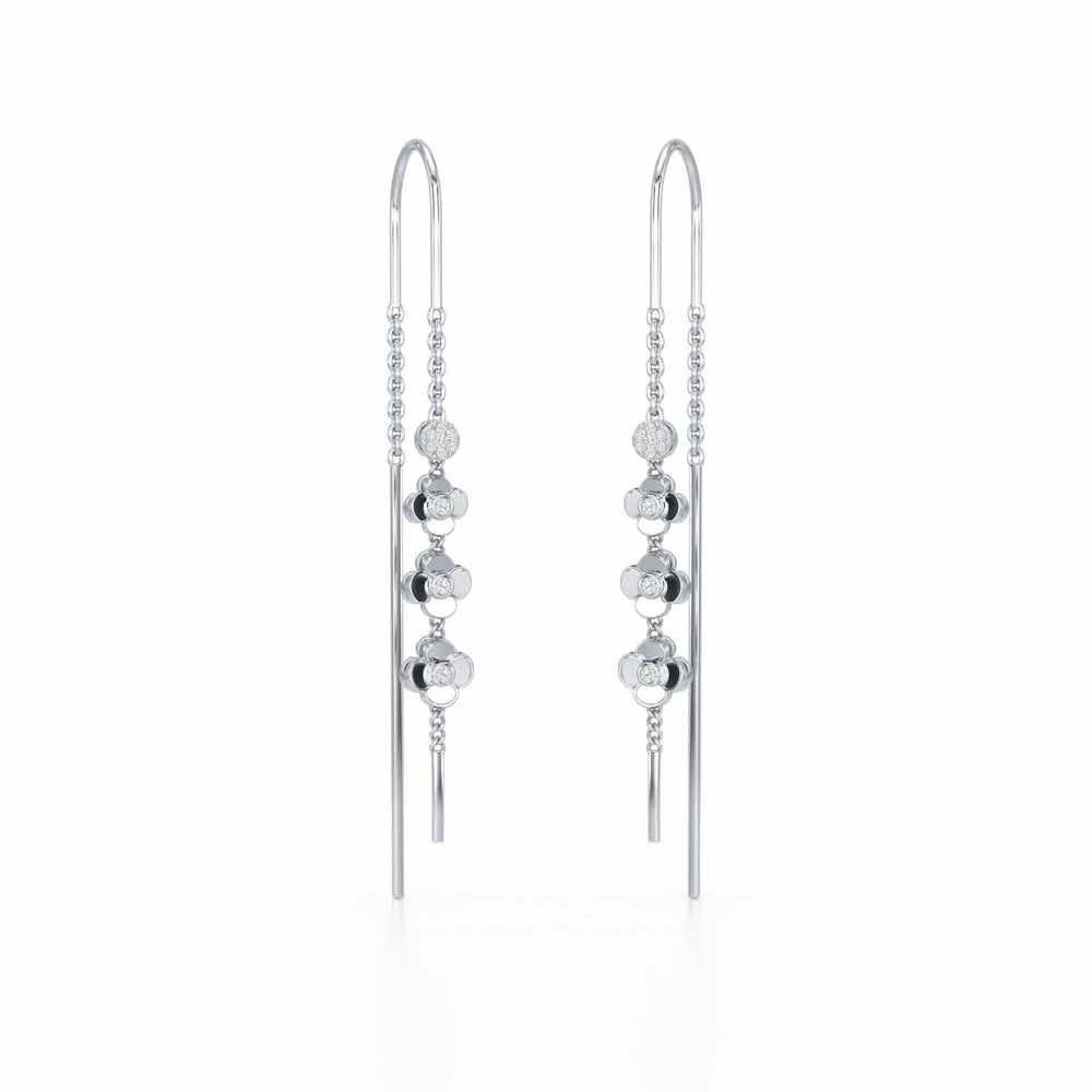 Bloom Fall Silver Dangler Earrings - White Gold - Image 2