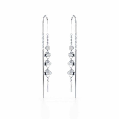 Bloom Fall Silver Dangler Earrings - White Gold - Image 2