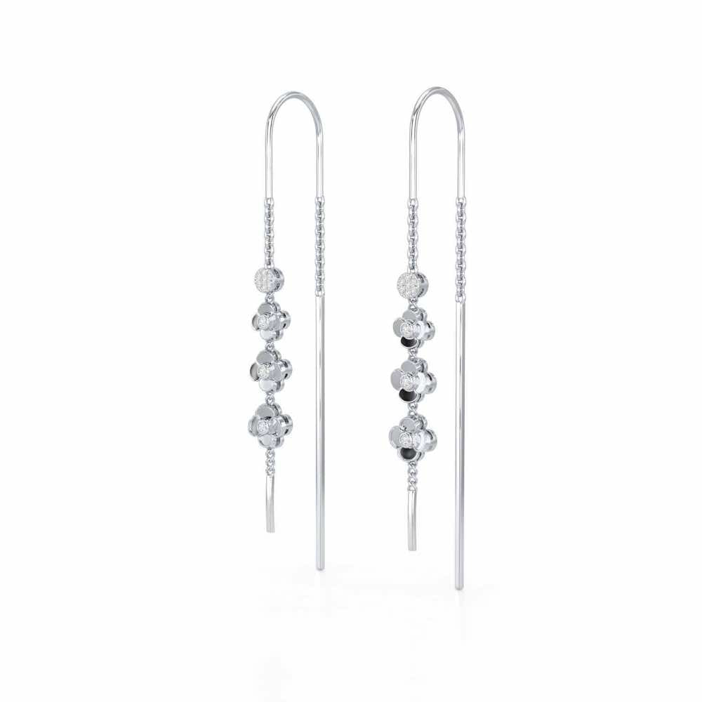 Bloom Fall Silver Dangler Earrings - White Gold - Image 3