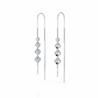 Bloom Fall Silver Dangler Earrings - White Gold - Image 3