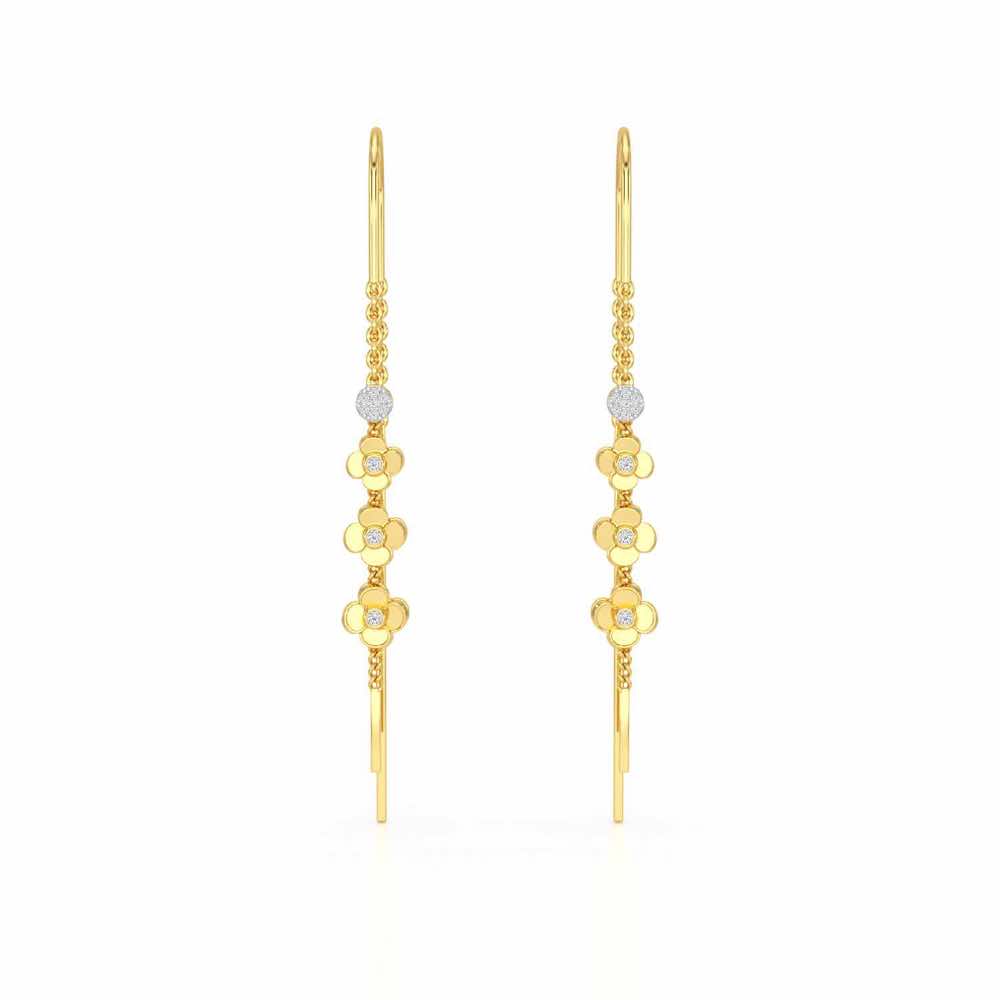 Bloom Fall Silver Dangler Earrings - Yellow Gold - Image 1