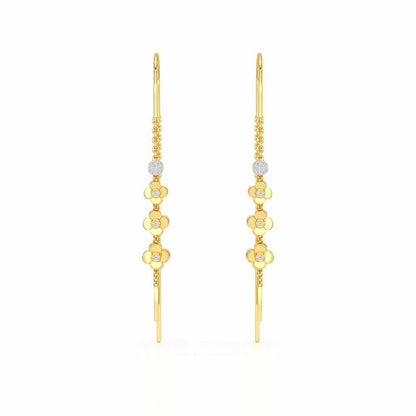 Bloom Fall Silver Dangler Earrings - Yellow Gold - Image 1