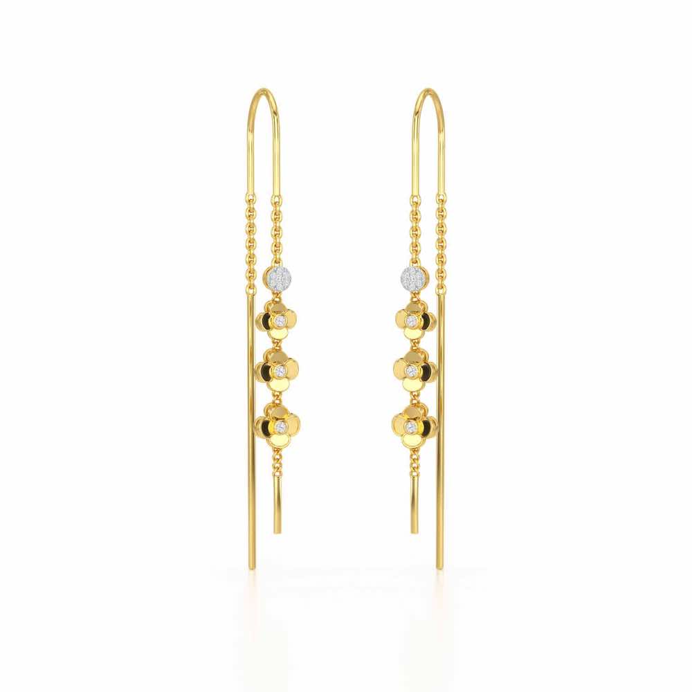 Bloom Fall Silver Dangler Earrings - Yellow Gold - Image 2