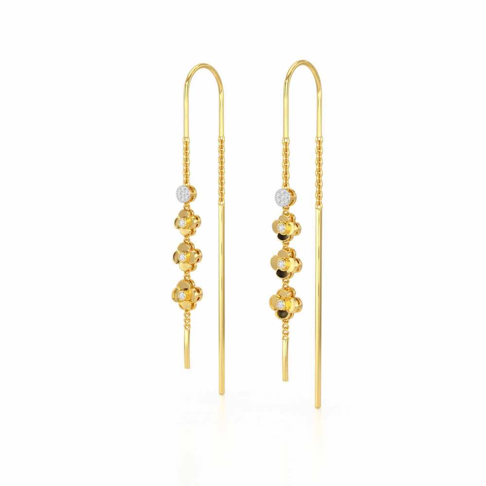 Bloom Fall Silver Dangler Earrings - Yellow Gold - Image 3