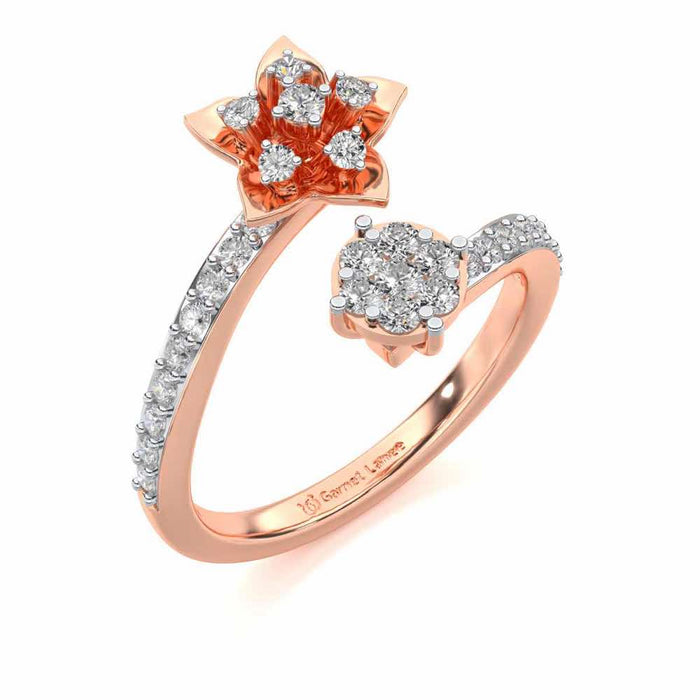 Bloom Full Silver Ring - Rose Gold - Image 1