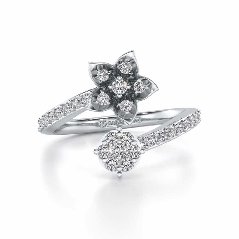 Bloom Full Silver Ring - White Gold - Image 4