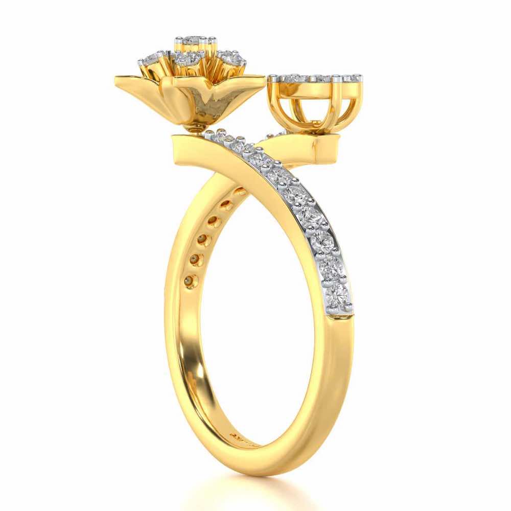 Bloom Full Silver Ring - Yellow Gold - Image 3