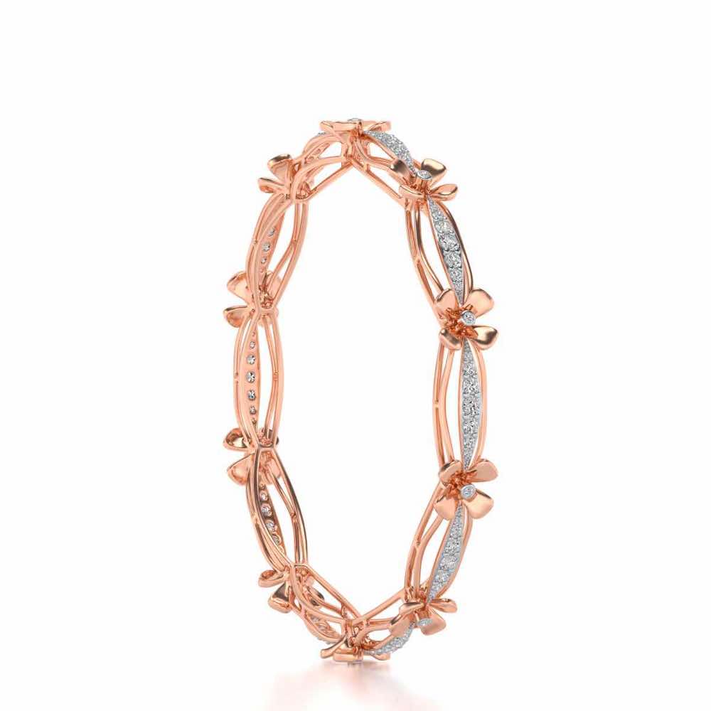 Bloom Locks Silver Bangles - Rose Gold - Image 3