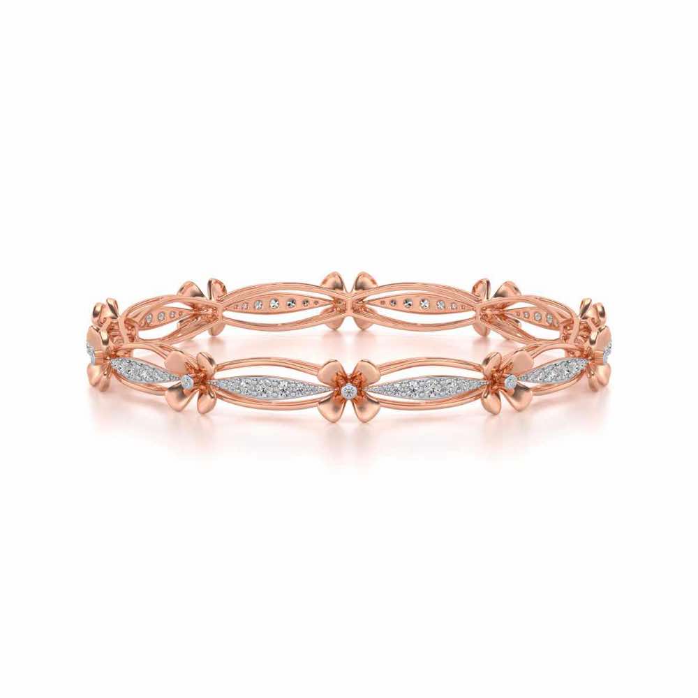 Bloom Locks Silver Bangles - Rose Gold - Image 5