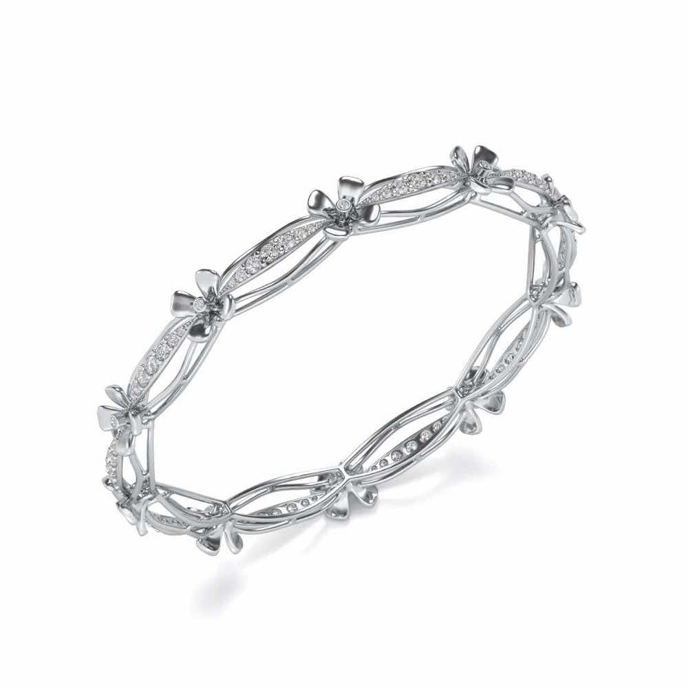 Bloom Locks Silver Bangles - White Gold - Image 1