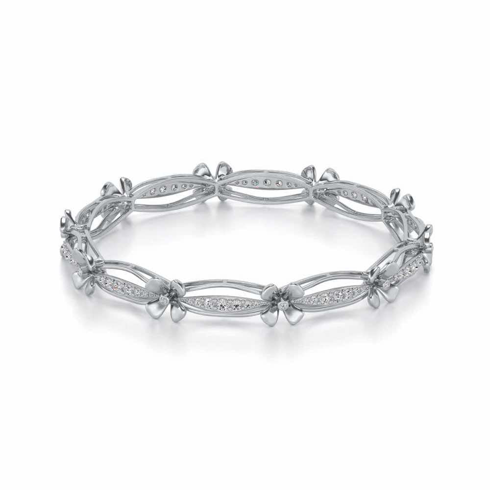 Bloom Locks Silver Bangles - White Gold - Image 2