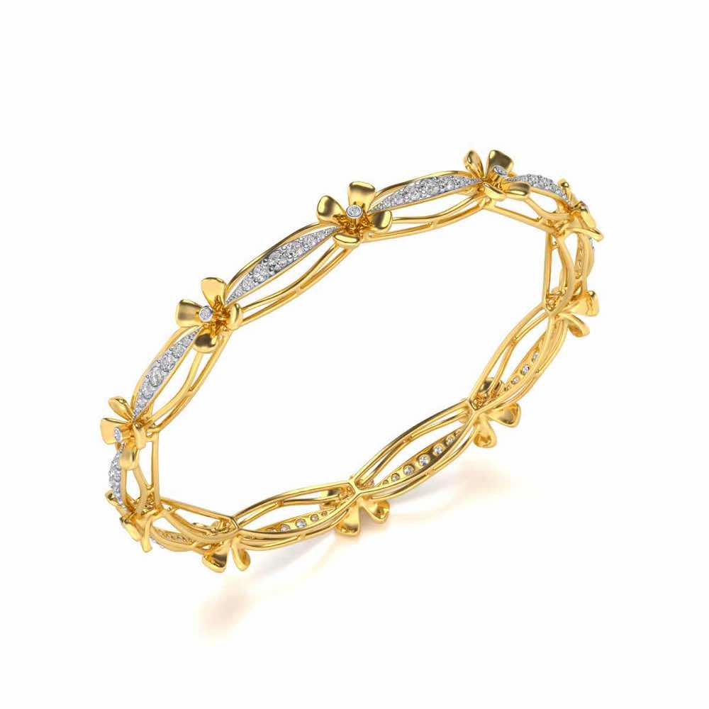 Bloom Locks Silver Bangles - Yellow Gold - Image 1