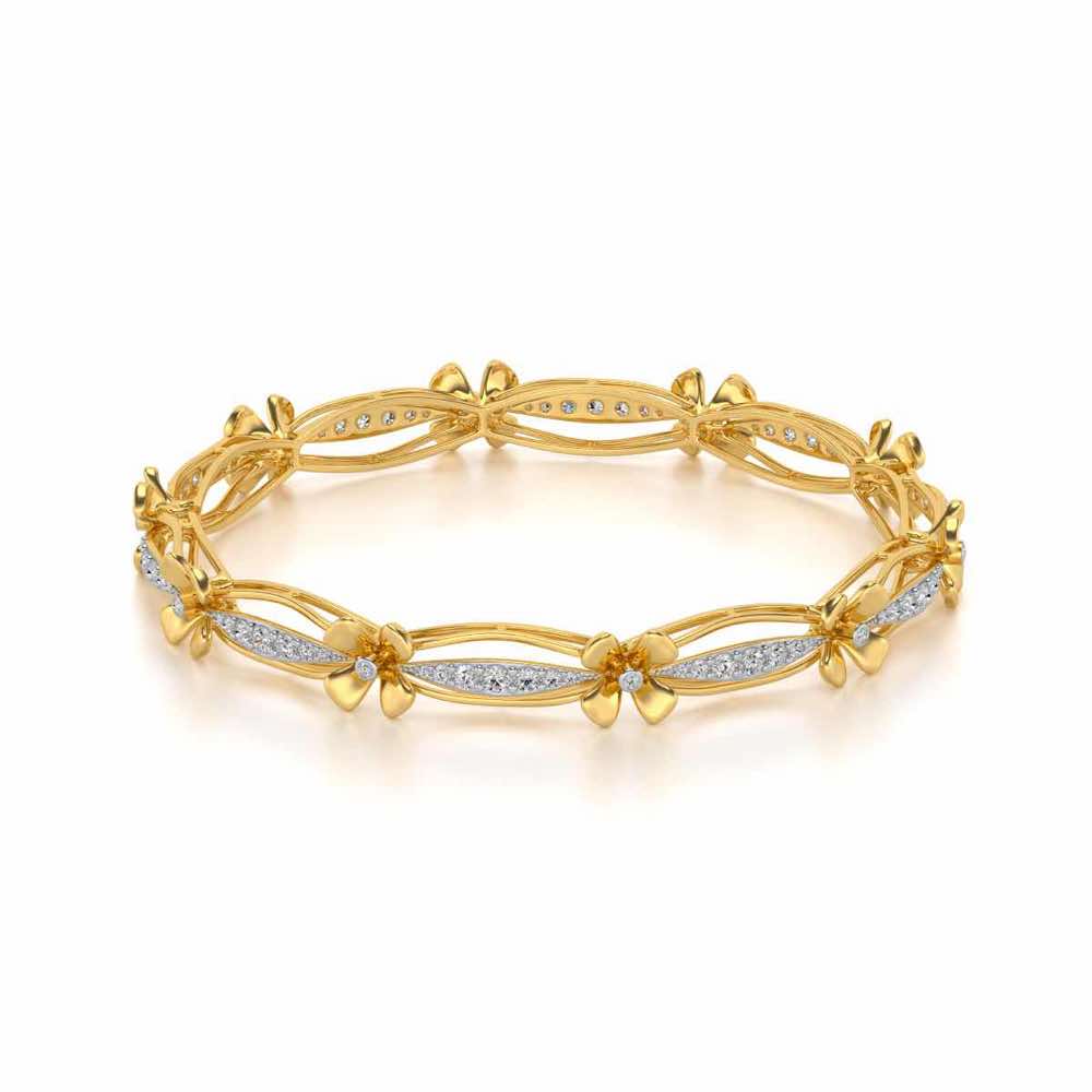 Bloom Locks Silver Bangles - Yellow Gold - Image 2