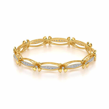 Bloom Locks Silver Bangles - Yellow Gold - Image 2