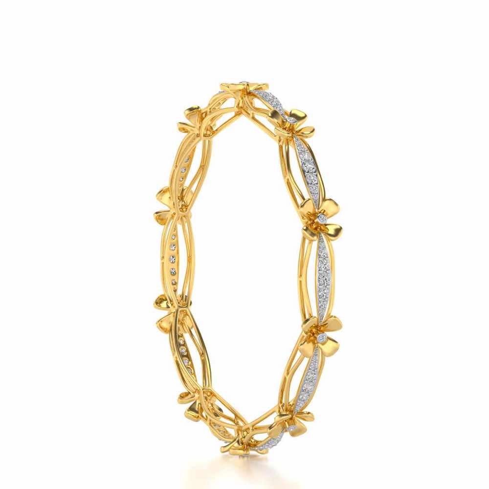 Bloom Locks Silver Bangles - Yellow Gold - Image 3