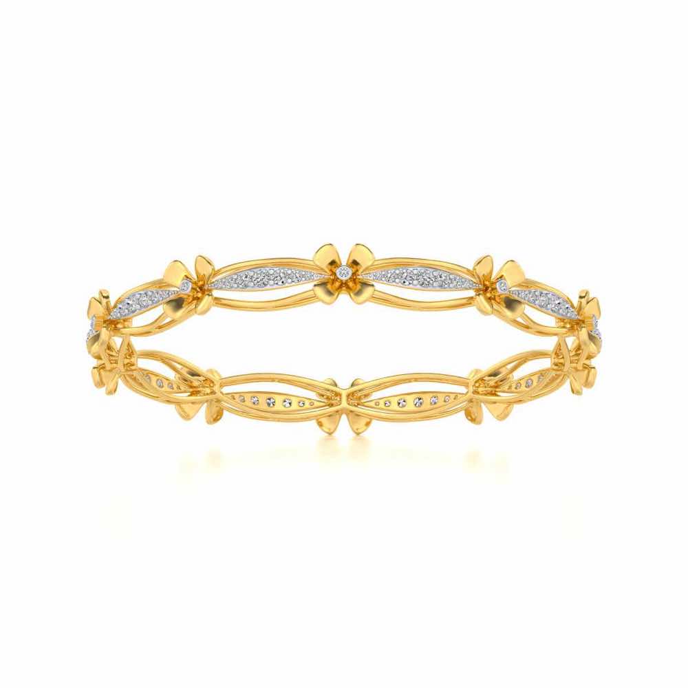 Bloom Locks Silver Bangles - Yellow Gold - Image 4