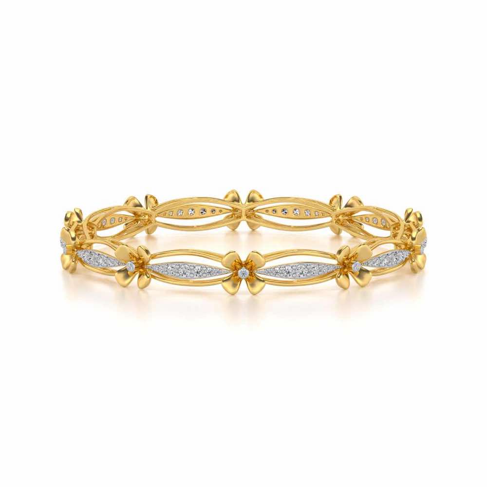 Bloom Locks Silver Bangles - Yellow Gold - Image 5