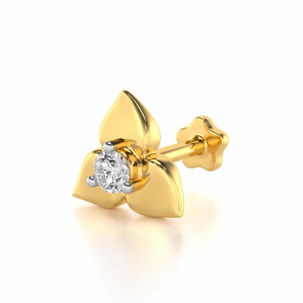 Bloom Petals Silver Nosepin - Yellow Gold - Image 2