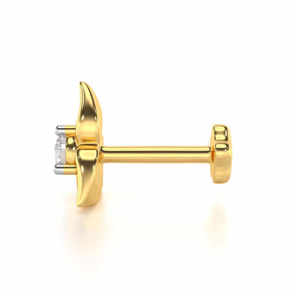 Bloom Petals Silver Nosepin - Yellow Gold - Image 3