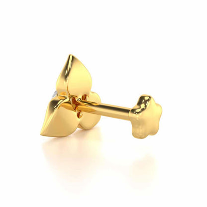Bloom Petals Silver Nosepin - Yellow Gold - Image 4