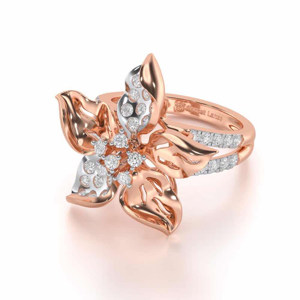 Bloom Spark Silver Ring - Rose Gold - Image 2