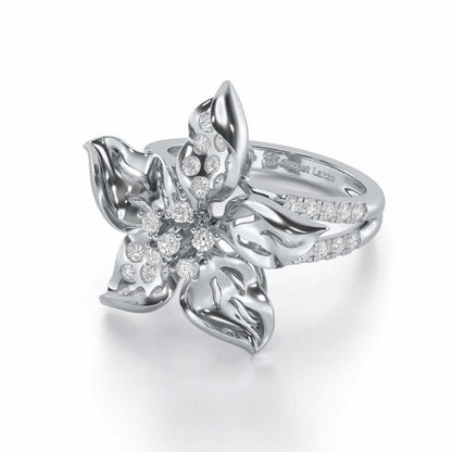 Bloom Spark Silver Ring - White Gold - Image 2