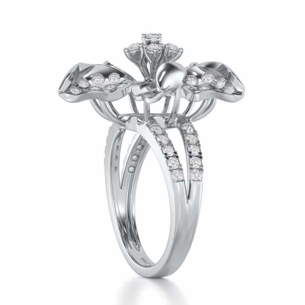 Bloom Spark Silver Ring - White Gold - Image 3