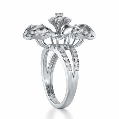 Bloom Spark Silver Ring - White Gold - Image 3