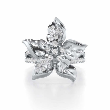 Bloom Spark Silver Ring - White Gold - Image 4