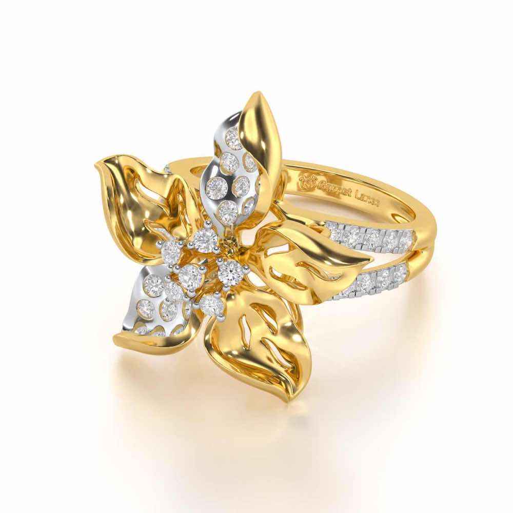 Bloom Spark Silver Ring - Yellow Gold - Image 2