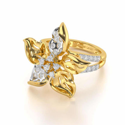 Bloom Spark Silver Ring - Yellow Gold - Image 2