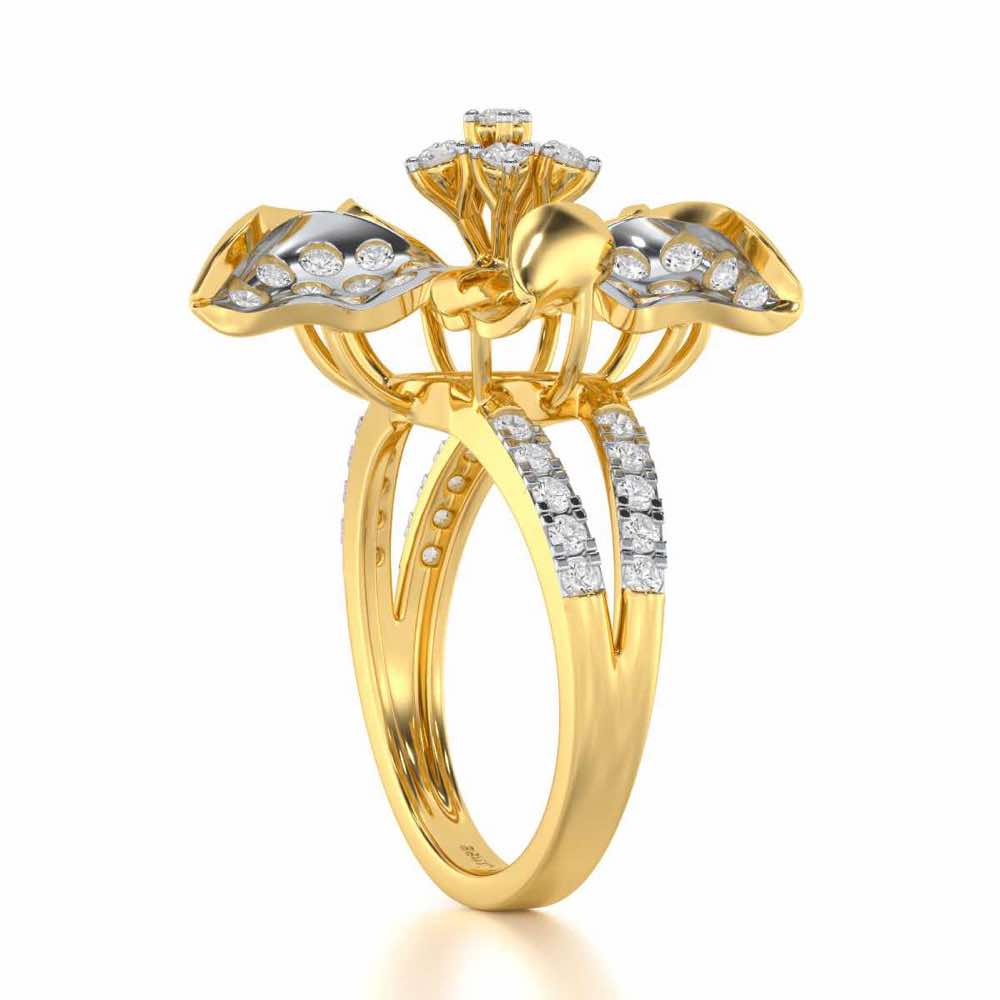 Bloom Spark Silver Ring - Yellow Gold - Image 3
